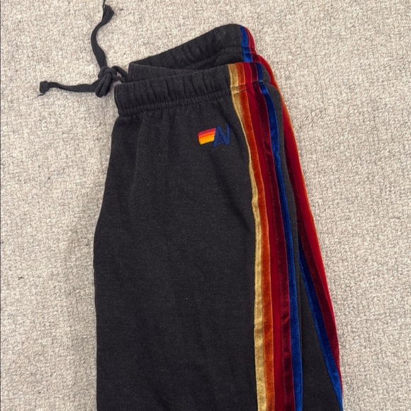 Aviator Nation Black Pants & Jumpsuit with Velvet Rainbow Stripes - Picture 3 of 3